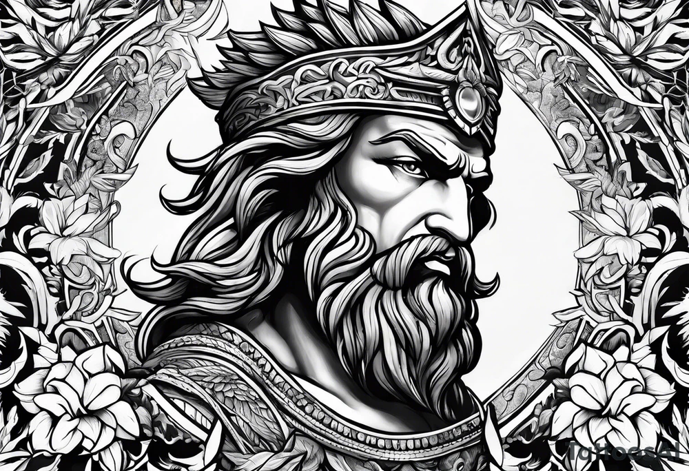 Águia com a face de Zeus tattoo idea