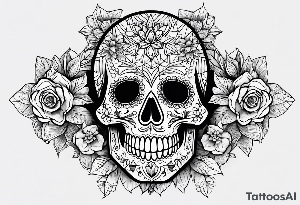 gexagon patern sugar skull tattoo idea