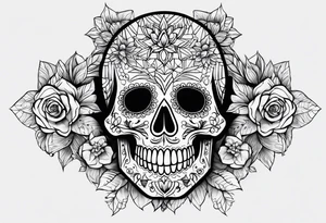 gexagon patern sugar skull tattoo idea