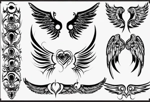 Wings with the dates (1) 09/12/2012 and (2) 24/10/2023 in between the wings tattoo idea