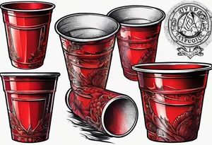 A red cracked plastic solo cup tattoo idea