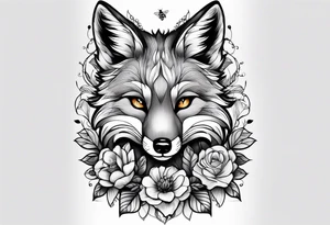 A forearm tattoo of a fox and a bee tattoo idea
