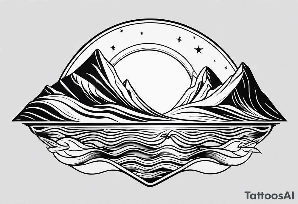 Line art minimalist sun mountain water simple 
Basic tattoo idea