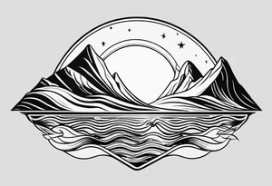 Line art minimalist sun mountain water simple 
Basic tattoo idea