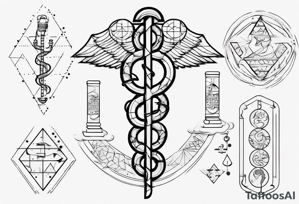 asclepius type 1 diabetes with geometric shapes with lines and dots tattoo idea