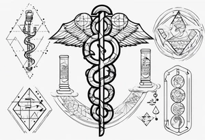 asclepius type 1 diabetes with geometric shapes with lines and dots tattoo idea