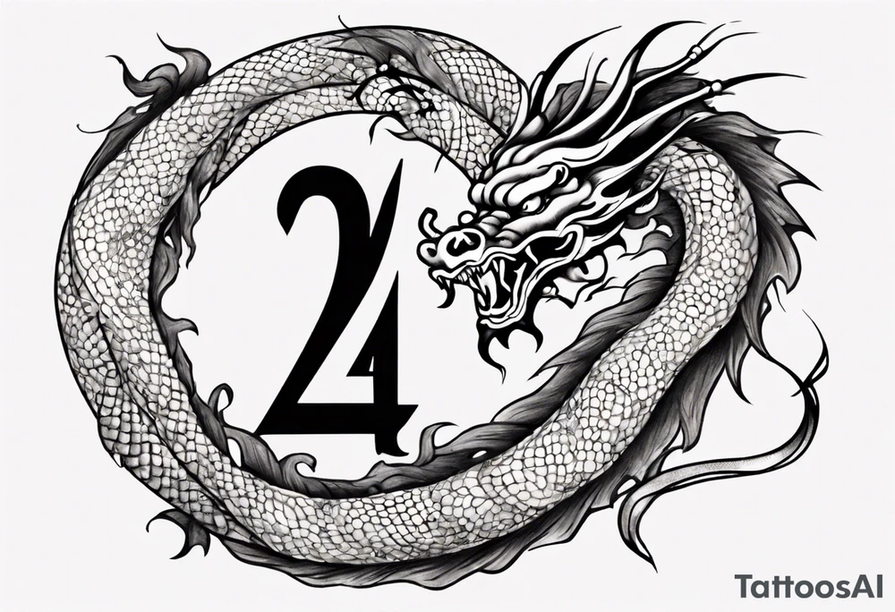 Number 24 with a Chinese dragon around it tattoo idea