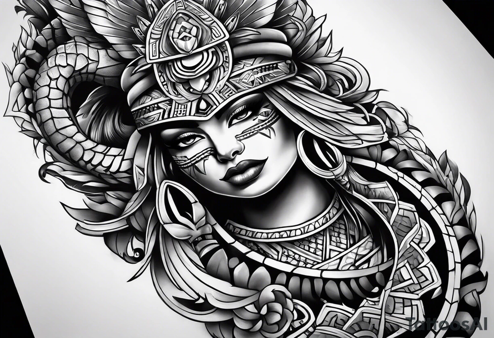 aztec snake sleeve tattoo idea