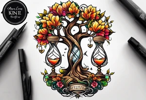 hourglass and tree of life tattoo idea