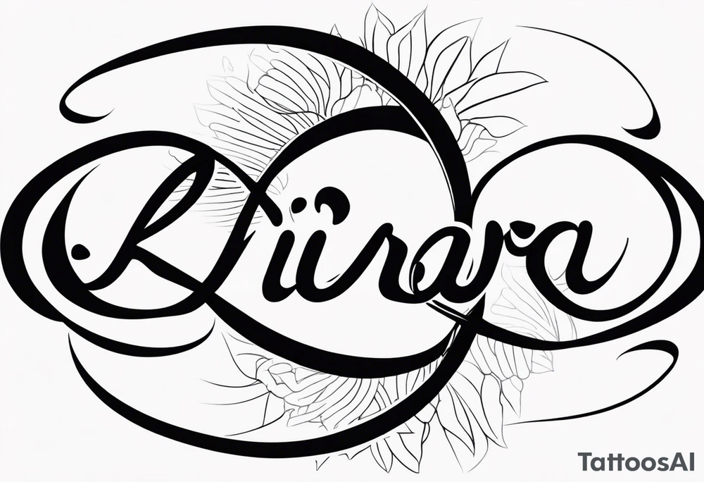 Tattoo with the word Kiara inside an infinity loop tattoo idea