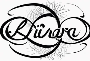 Tattoo with the word Kiara inside an infinity loop tattoo idea