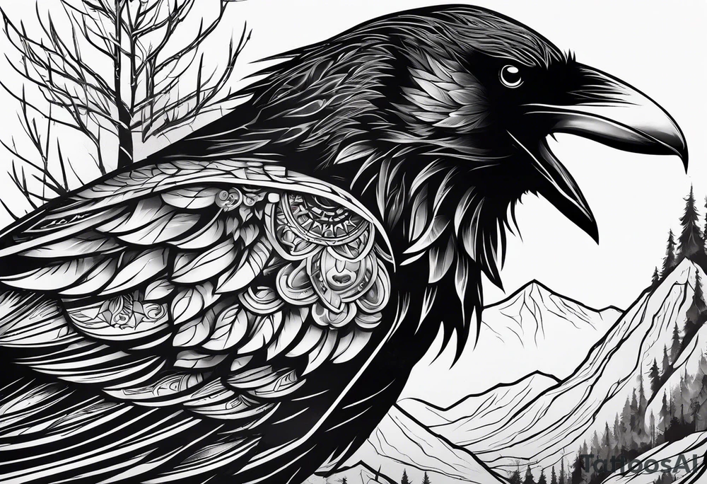 Raven and a wolf tattoo idea