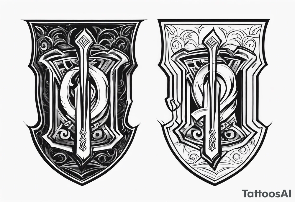Valhalla sword shield steps tattoo idea