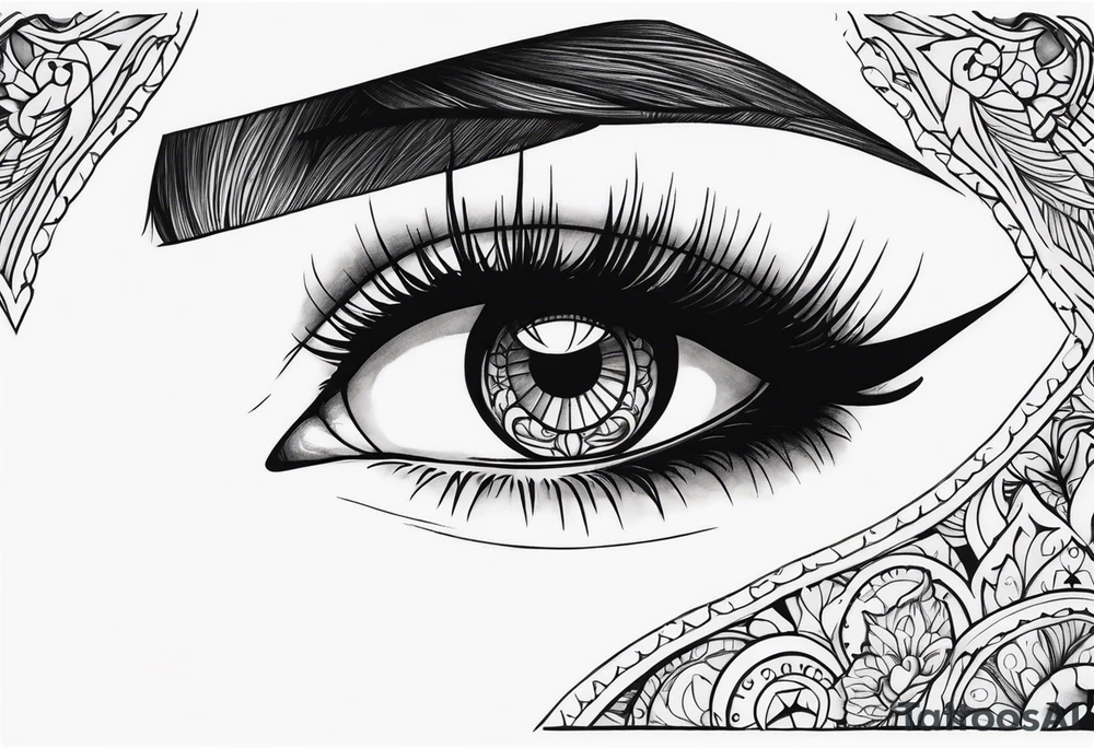Sad girl Gothic eyes rolled back stigmata tattoo idea