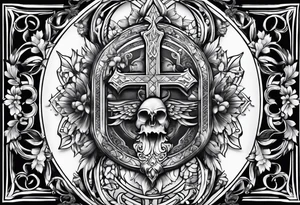 Pain, discipline and catholic religion tattoo idea
