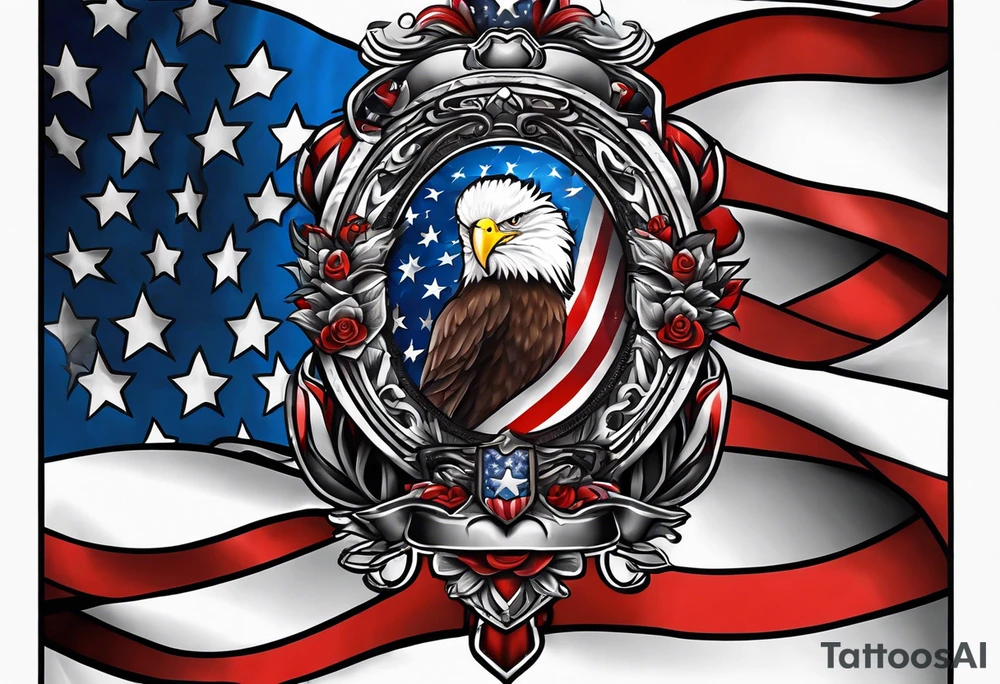 Make a tattoo an american flag that demonstrates the love and pride of my origins tattoo idea