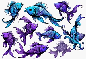 blue and purple Arabian dancing fish tattoo idea