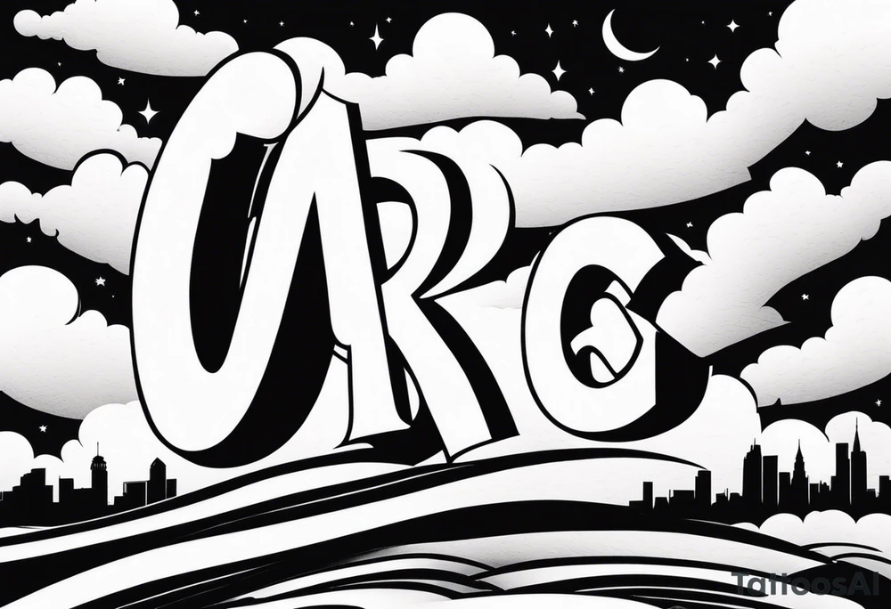 A.O. In big letters across the sky tattoo idea