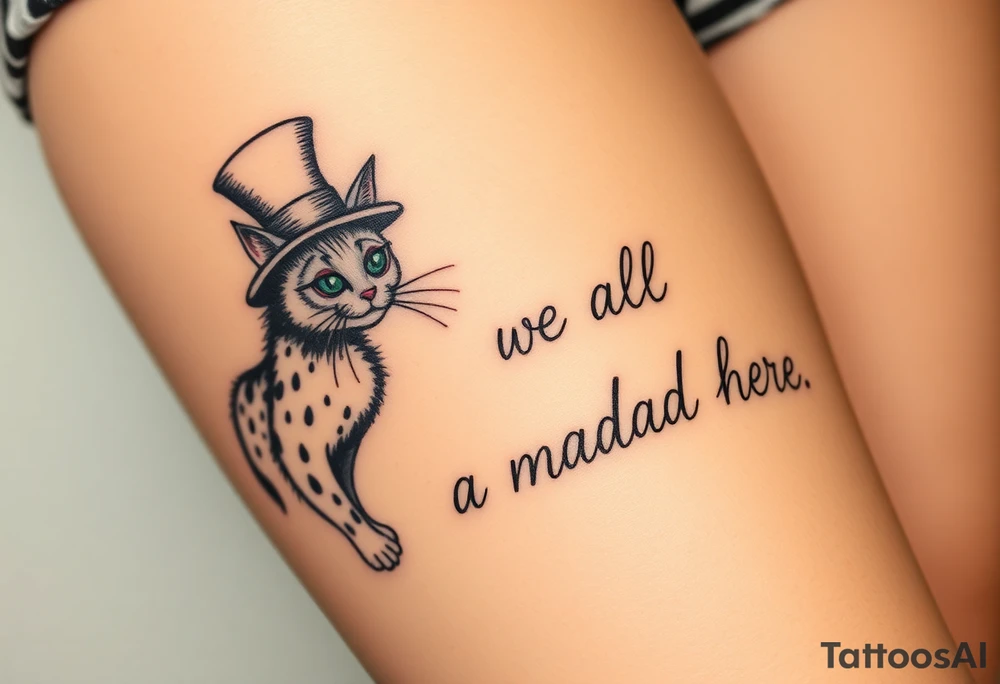 Cheshire cat, we're all mad here, top hat tattoo idea