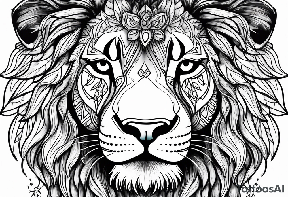 Lion involving Hawaiian water symbol tattoo idea