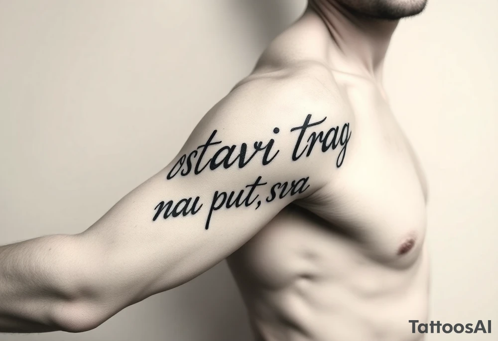 Make an arm tattoo representing the words ostavi trag na putu svom tattoo idea