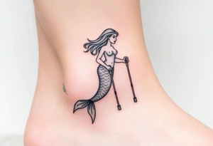 Mermaid with crutches tattoo idea