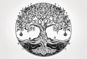 Tree of life with two dates tattoo idea