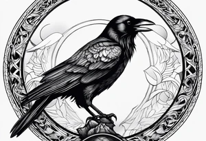 Crow on top of circle tattoo idea