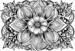 floral geometric shaped into a point tattoo idea