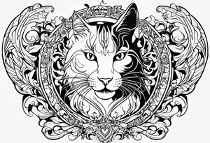 cat, love, angel, demon, peace tattoo idea
