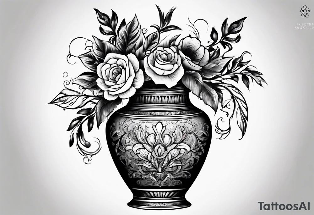 drawing ancient flower vase tattoo idea