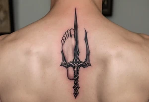 barefoot behind trident tattoo idea