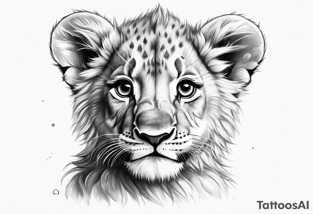 super cute minimal cartoon lion cub tattoo idea