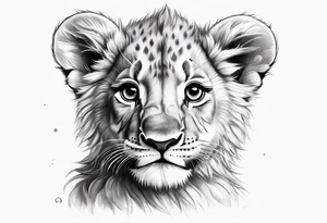 super cute minimal cartoon lion cub tattoo idea