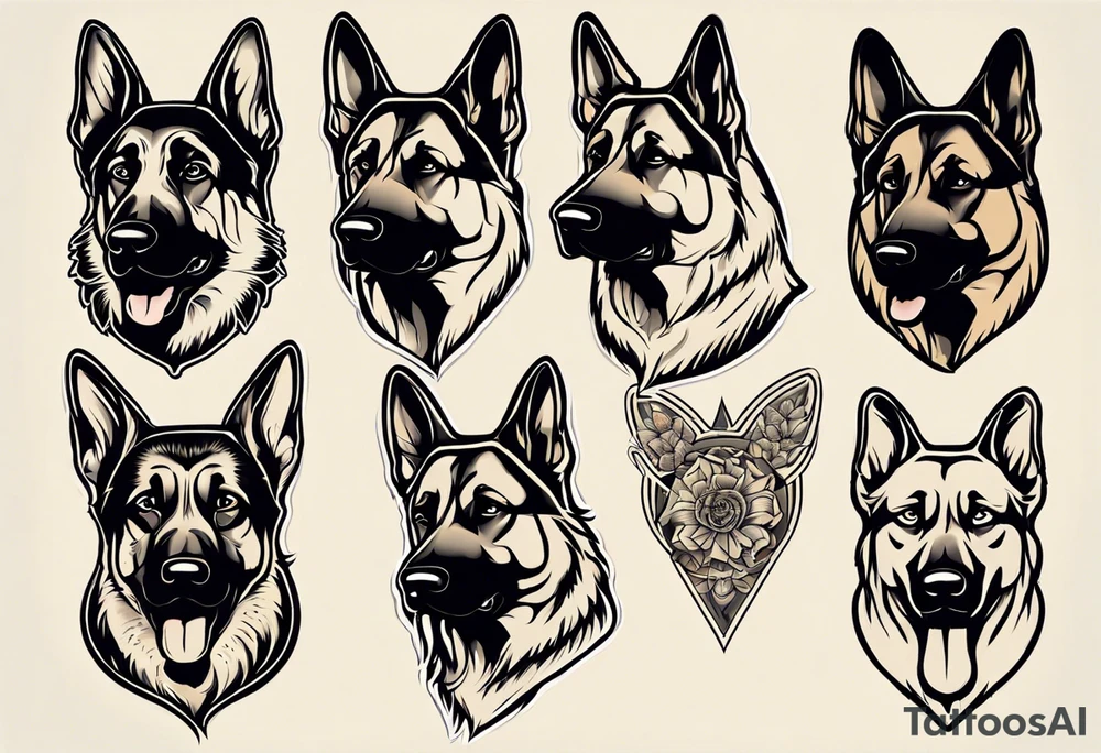 German shepherd portrait tattoo idea