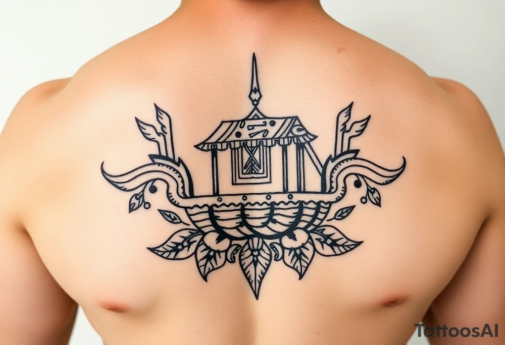 Polynesian tribal noah’s ark tattoo chest piece tattoo idea