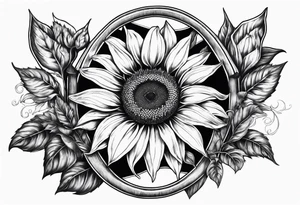Horseshoe with a sunflower in the center tattoo idea