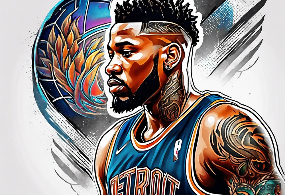 detroit city , basketball player with 23 and virgo symbol tattoo idea