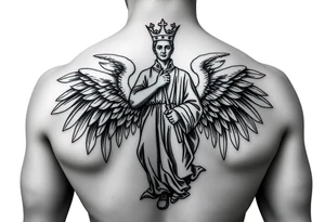 Military protected by angels statue tattoo idea