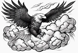 eagle fly through big clouds and thunder tattoo idea
