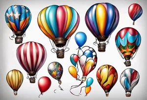 coloful balloons tattoo idea