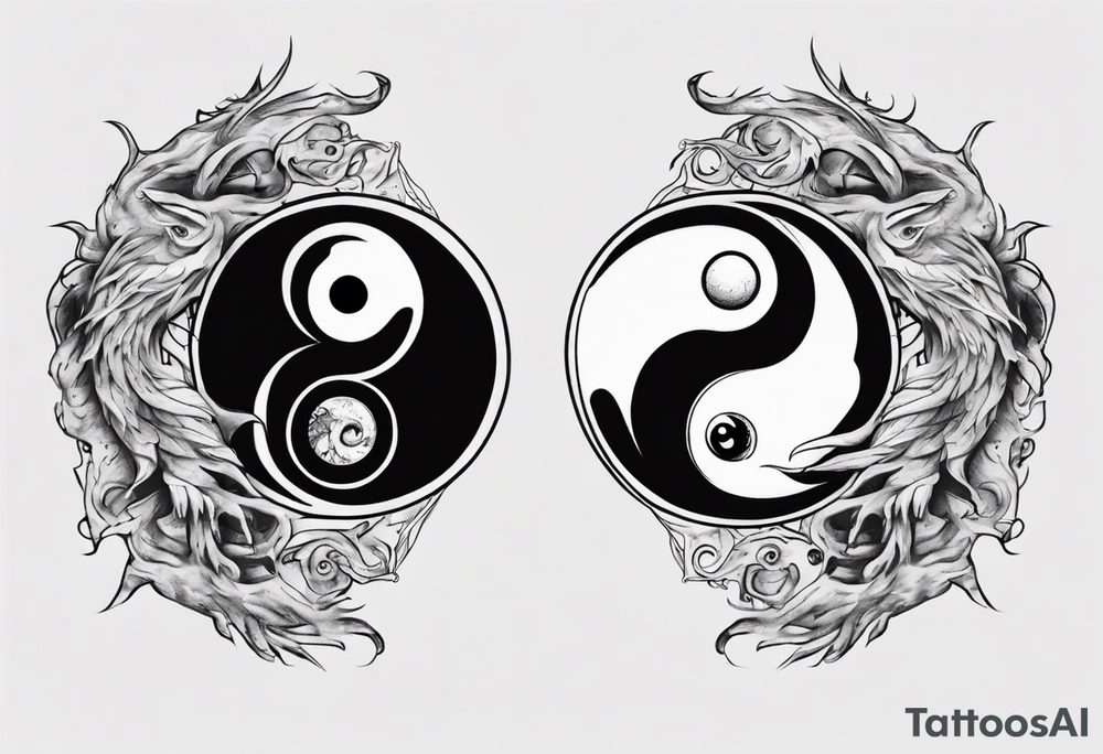 yin and yang but they are monsters tattoo idea