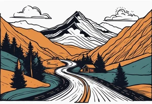 road into mountain tattoo idea