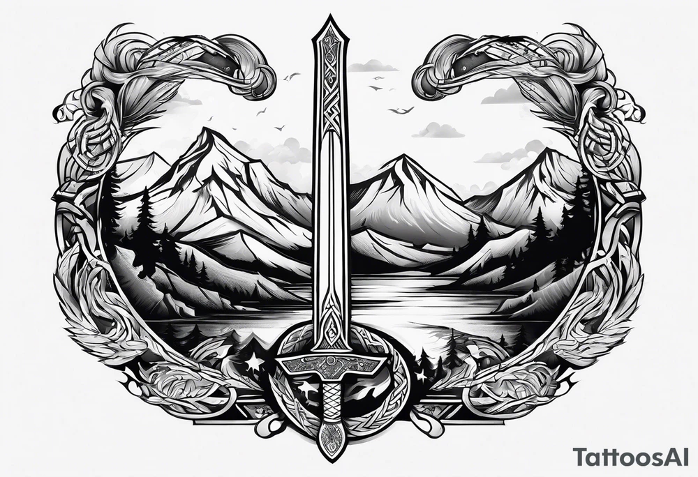 Viking sword Valhalla tattoo idea