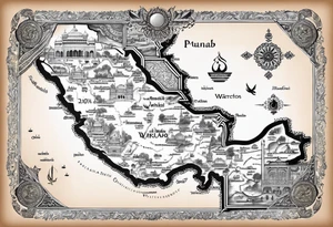 i want a punjab’s map tattoo which is in india i also want swords and punjabi warriors in it tattoo idea