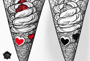 small ice cream cone with small red heart on it somewhere while representing Paris tattoo idea