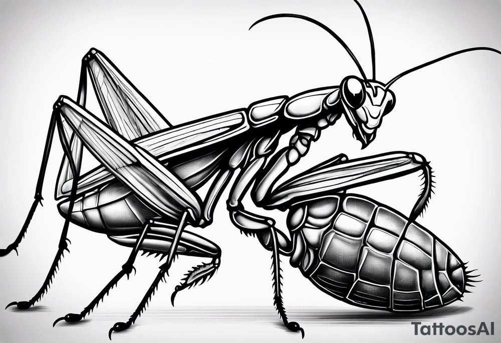 Praying mantis giving a cricket a hug tattoo idea