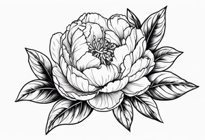 peony with leaves tattoo idea