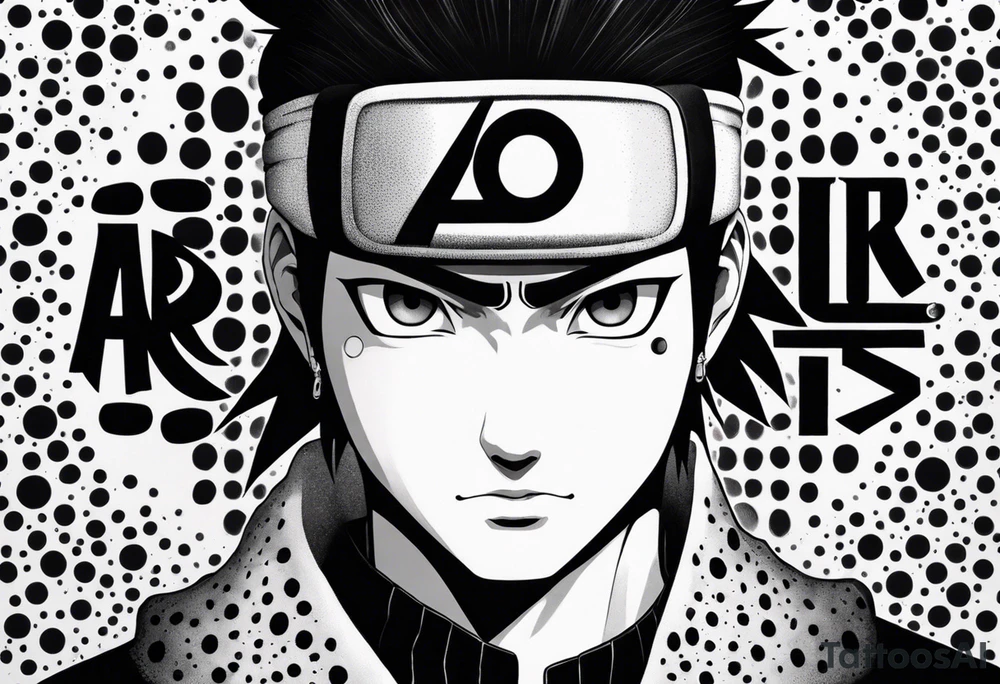 naruto headband with the letters AR in the middle tattoo idea