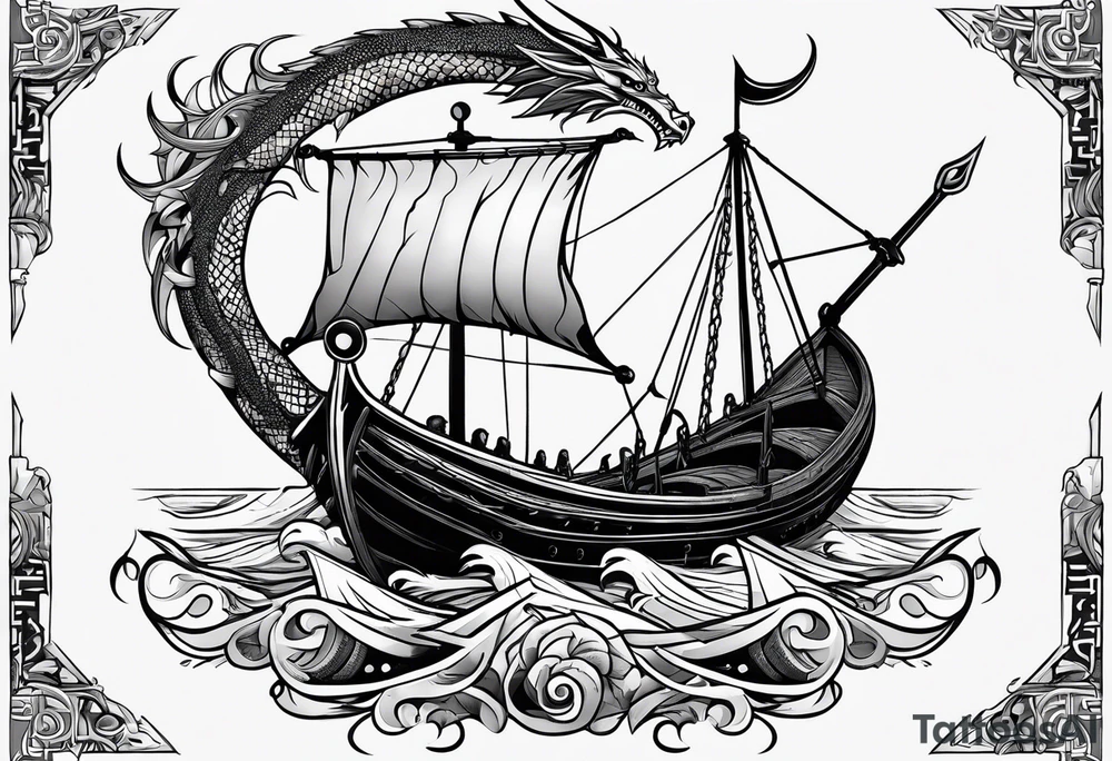 Valhalla viking boat dragon tattoo idea
